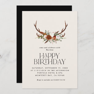Terracotta floral botanical stag modern rustic inv invitation