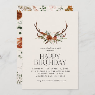 Terracotta floral botanical stag modern rustic inv invitation