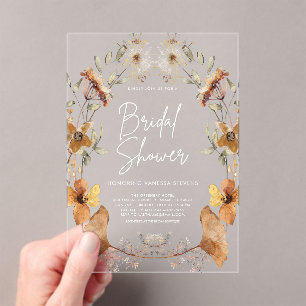 Terracotta Floral Bridal Shower Acrylic Invitations