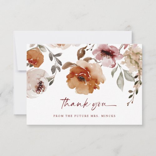 Terracotta Floral Bridal Shower Boho Thank You Card