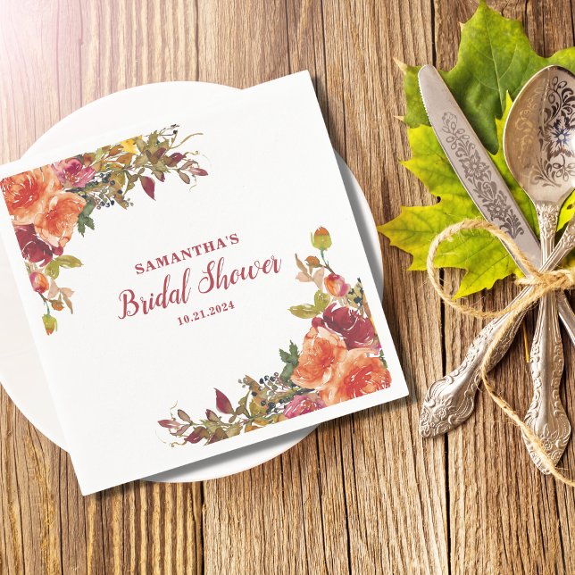 Terracotta Floral Bridal Shower  Napkins (Creator Uploaded)