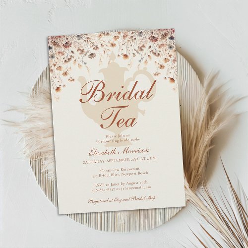 Terracotta Floral Bridal Shower Tea Wild Flowers Invitation