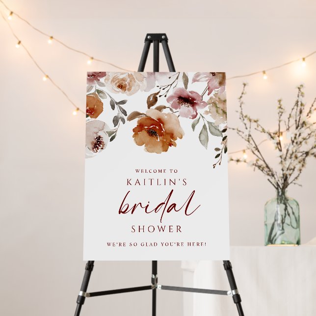 Terracotta Floral Bridal Shower Welcome Sign (In Situ (Stand))