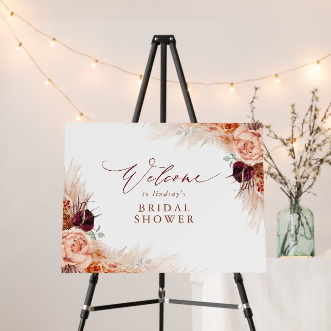 Terracotta Floral Bridal Shower Welcome Sign (In Situ (Stand))