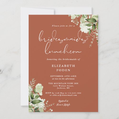 Terracotta Floral Bridesmaids Luncheon Invitation