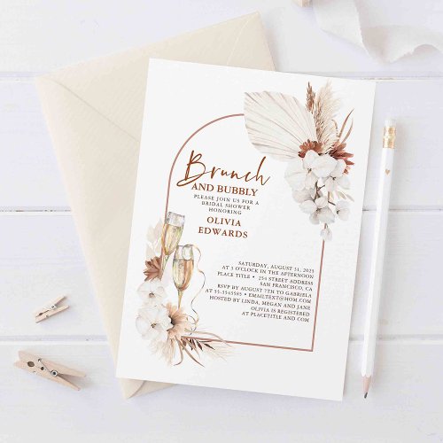Terracotta Floral Brunch and Bubbly Bridal Shower Invitation