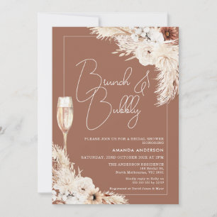 Terracotta Floral Brunch and Bubbly Bridal Shower Invitation