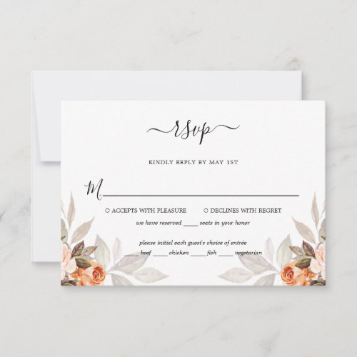 Terracotta Floral Burnt Orange Boho Fall Wedding RSVP Card