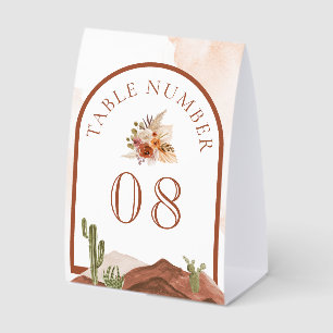 Terracotta Floral Cactus Wedding Table Number Paper Table Tent