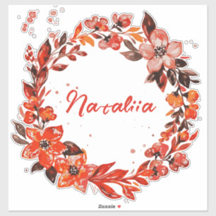 Terracotta Floral Custom Name Sticker