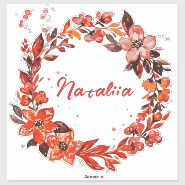 Terracotta Floral Custom Name Sticker (Sheet)