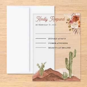 Terracotta Floral Desert Cactus Wedding Acrylic Rsvp Card