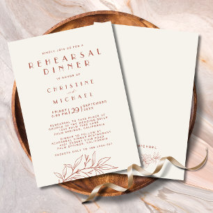Terracotta Floral Elegant Modern Wedding Rehearsal Invitation