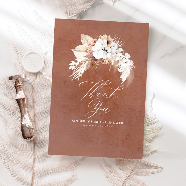 Terracotta Floral Elegant Small Thank You Card (Creator Uploaded)