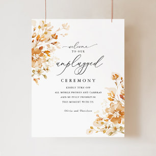 Terracotta Floral Elegant unplugged wedding sign