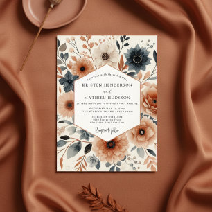 Terracotta Floral Enchantment Wedding Invitation