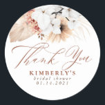 Terracotta Floral Exotic Boho Thank You Classic Round Sticker<br><div class="desc">Floral botanical thank you stickers</div>