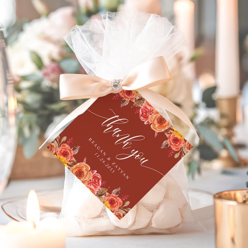 Wedding Favor Tags 7 Terracotta Floral Fall Wedding Favor Tags