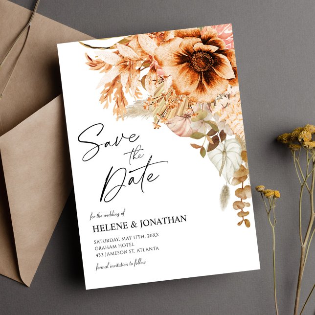 Terracotta Floral Fall Wedding Save The Date (Terracotta Floral Fall Wedding Save The Date)