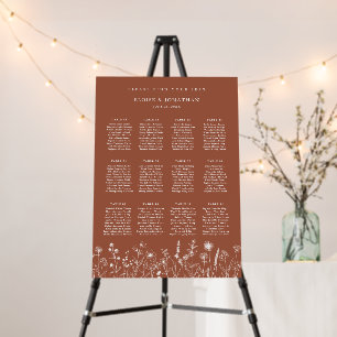 Terracotta Floral Fall Wildflower Seating Chart Foam Board