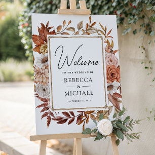 Terracotta Floral Frame Wedding Welcome Sign