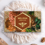 Terracotta Floral Gold Foil Honeycomb Honey Bee Business Card<br><div class="desc">Professional apiarist business card featuring a cute honey bee and beautiful floral honeycomb background. Add your name and contact details to make a lasting first impression.</div>