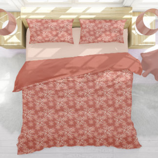 Terracotta Floral Harmony – Modern Warm Design Duvet Cover