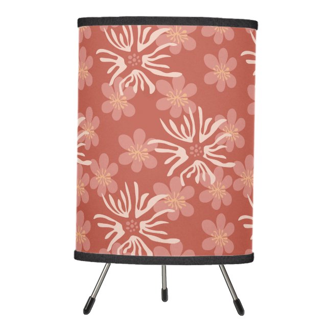 Terracotta Floral Harmony – Modern Warm Design Tripod Lamp (Front)