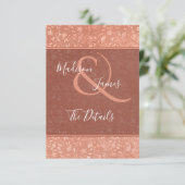 Terracotta Floral, Hearts Vines Wedding Insert Invitation (Standing Front)