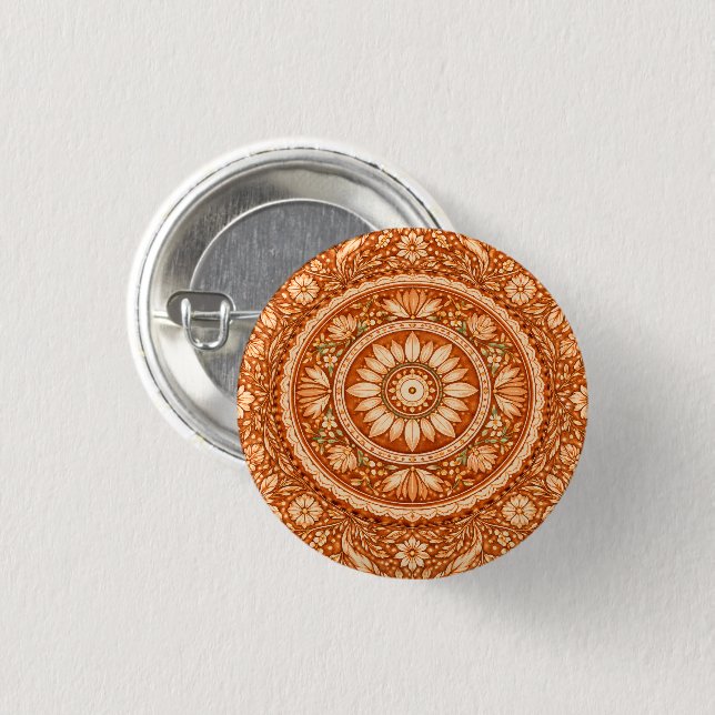 Terracotta Floral Mandala Button (Front & Back)