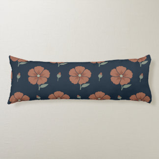 Terracotta Floral Moody Blue Long Body Pillow