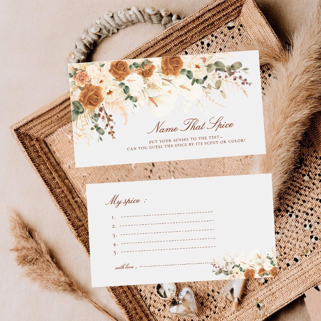 Terracotta Floral Name That Spice Mini Ticket Note Card (Creator Uploaded)