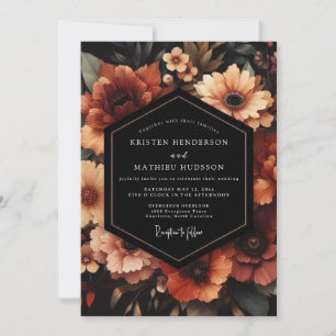 Terracotta Floral Nocturne Wedding Invitation