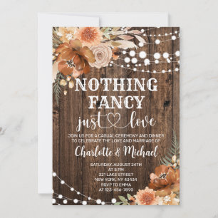Terracotta Floral Nothing Fancy Just Love Wedding Invitation