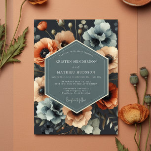 Terracotta Floral Opulent Wedding Invitation