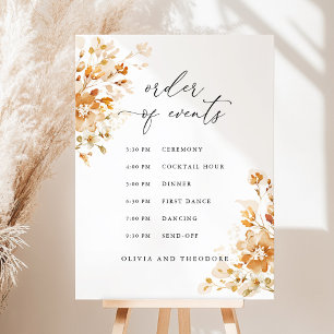 Terracotta Floral Order of Events Wedding Sign