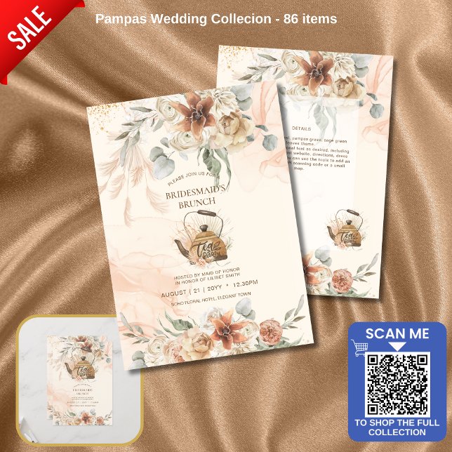 Terracotta Floral Pampas Grass BRIDESMAID'S BRUNCH (Creator Uploaded)