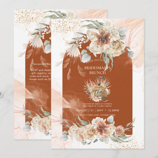 Terracotta Floral Pampas Grass BRIDESMAID'S LUNCH (Front/Back)