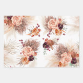 Terracotta Floral Pampas Grass Pattern Elegant Wrapping Paper Sheets (Front 3)