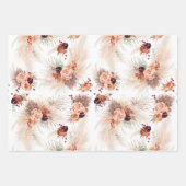 Terracotta Floral Pampas Grass Pattern Elegant Wrapping Paper Sheets (Front 2)