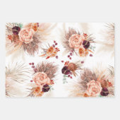Terracotta Floral Pampas Grass Pattern Elegant Wrapping Paper Sheets (Front)
