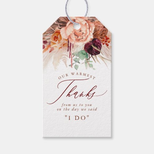 Terracotta Floral Pampas Grass Wedding Gift Tags