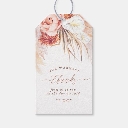 Terracotta Floral Pampas Grass Wedding Gift Tags