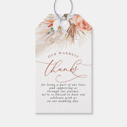 Terracotta Floral Pampas Grass Wedding Gift Tags