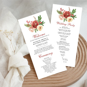 Terracotta Floral Pine Bough Foliage Wedding Program