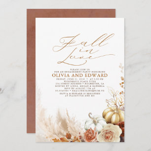 Terracotta Floral Pumpkins Fall Engagement Party Invitation