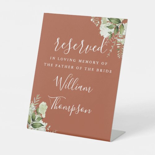 Terracotta Floral Reserved Father Mother Memorial Pedestal Sign