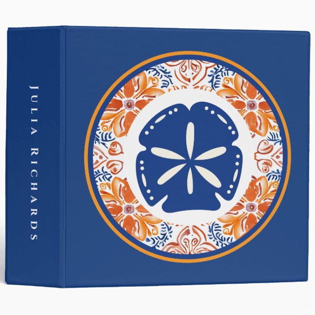 Terracotta floral sand dollar  3 ring binder (Front/Spine)