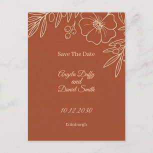 Terracotta Floral Save The Date Postcard