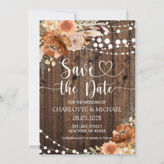 Terracotta Floral Save the Date Wedding Invitation
